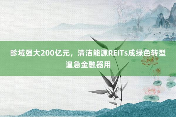 畛域强大200亿元，清洁能源REITs成绿色转型遑急金融器用